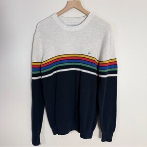 Outerknown White and Navy Striped Men's Sweater